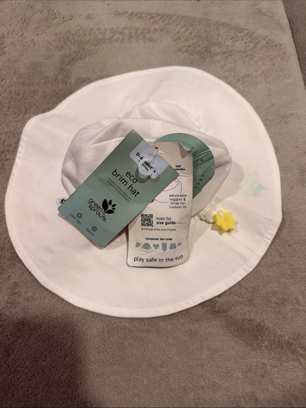 green sprouts White Eco Brim Sun Hat For Baby